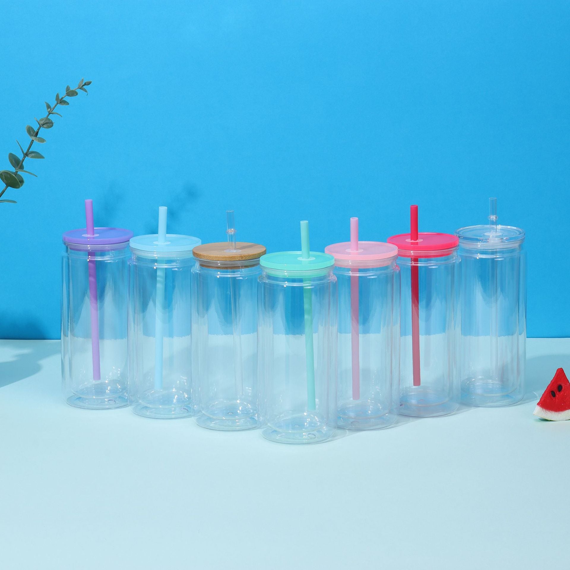 16 Ounce Snowglobe Tumbler With Colored Lid