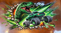 Dinosaur and monster truck